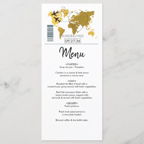 Destination Boarding Pass Wedding Menu