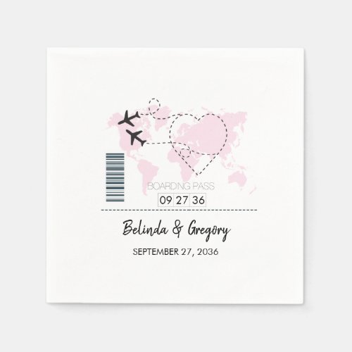 Destination Boarding Pass Wedding  Napkins