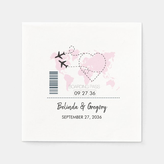Destination Boarding Pass Wedding  Napkins (Front)