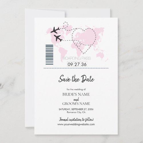 Destination Boarding Pass Wedding Save The Date