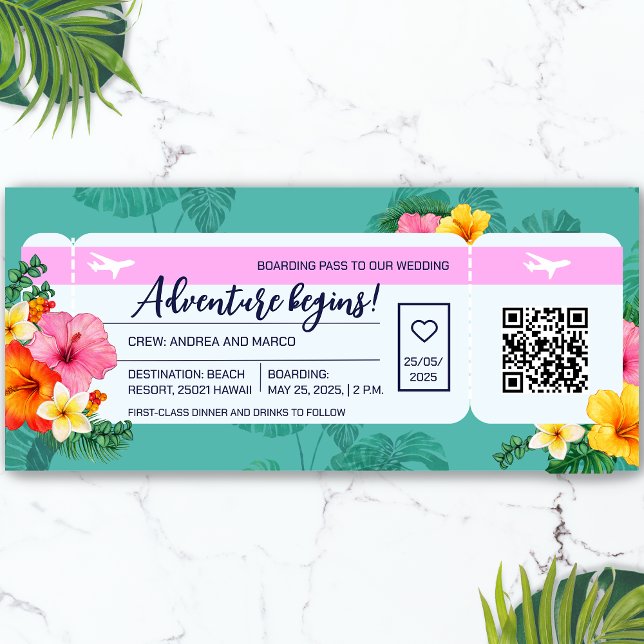 Destination Boarding Pass Wedding Save the Date (Destination Boarding Pass Wedding Save the Date Magnetic)