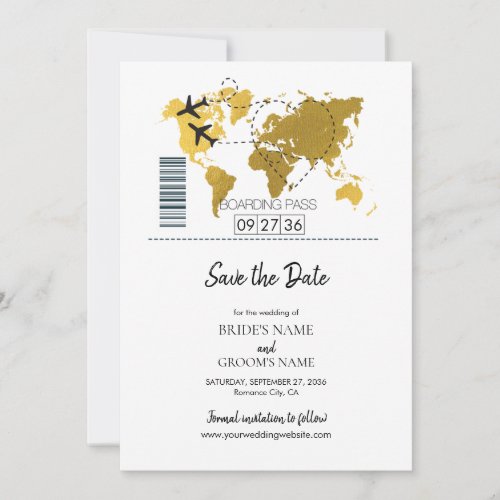 Destination Boarding Pass Wedding  Save The Date