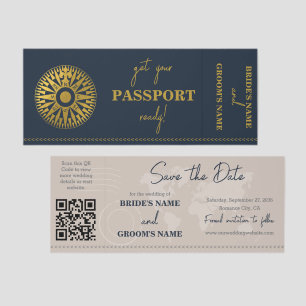 Destination Boarding Pass Wedding Save the Date Raffle Tickets