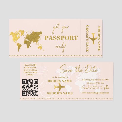 Destination Boarding Pass Wedding Save the Date Raffle Tickets