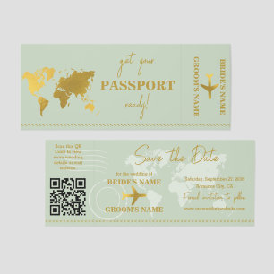 Destination Boarding Pass Wedding Save the Date Raffle Tickets