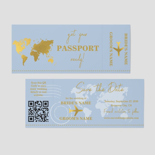 Destination Boarding Pass Wedding Save the Date Raffle Tickets (Front/Back)