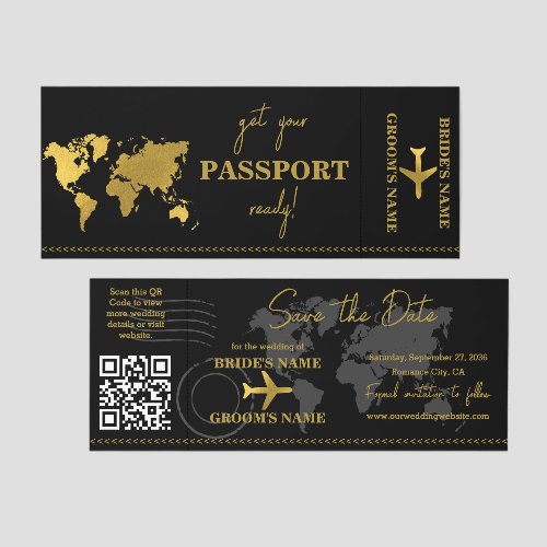 Destination Boarding Pass Wedding Save the Date Raffle Tickets