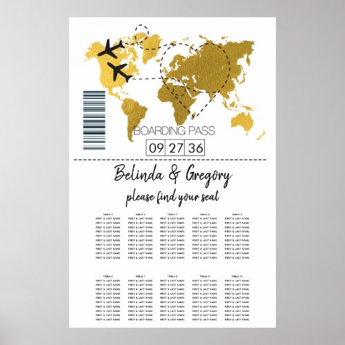 Destination Boarding Pass Wedding Seating Chart