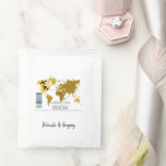Destination Boarding Pass Wedding   Tea Bag Drink Mix<br><div class="desc">This design features a boarding pass theme. It showcases a gold map of the world along with two airplanes making a heart shape as they travel around the world. This destination themed wedding design is set out like a boarding pass with the date of the wedding personalized in the squares....</div>