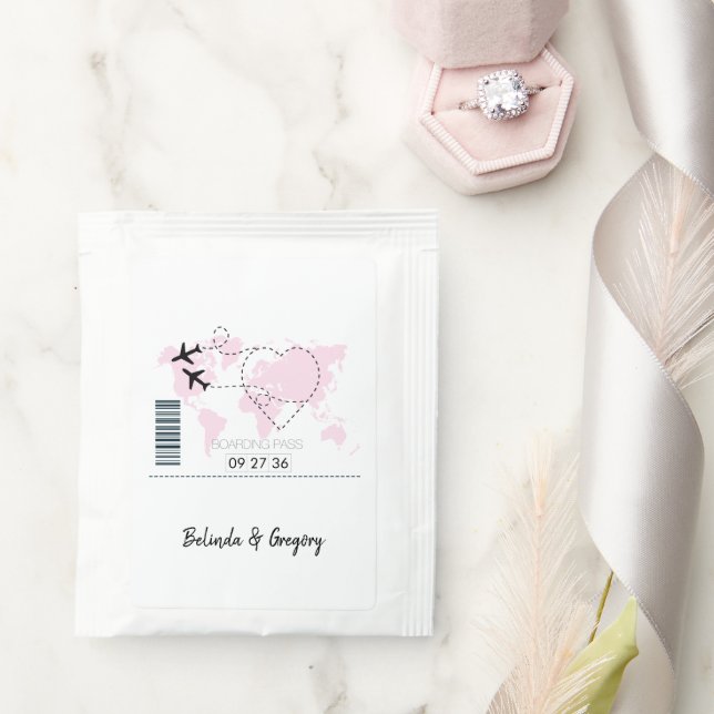 Destination Boarding Pass Wedding Tea Bag Drink Mix (Wedding)