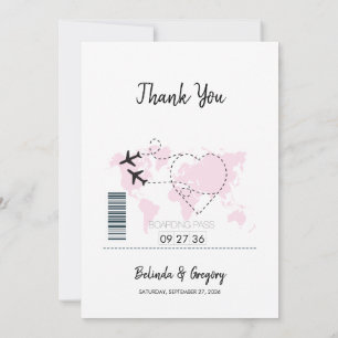 Destination Boarding Pass Wedding Thank You Card