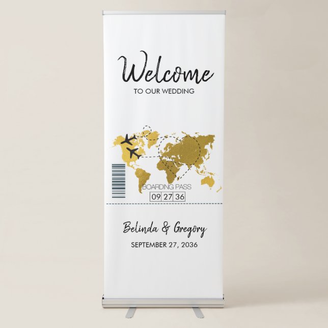 Destination Boarding Pass Wedding Welcome Sign (Front)