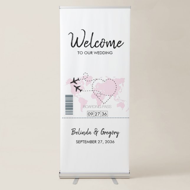Destination Boarding Pass Wedding Welcome Sign (Front)
