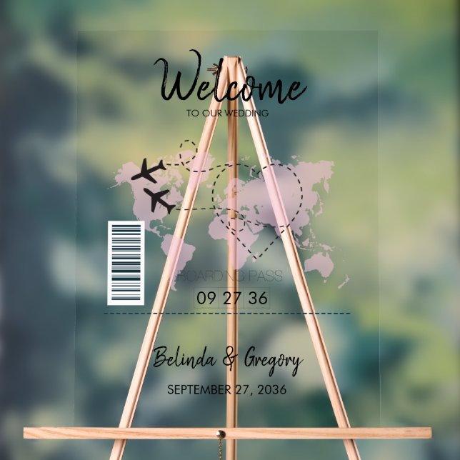 Destination Boarding Pass Wedding Welcome Sign (Neutral)
