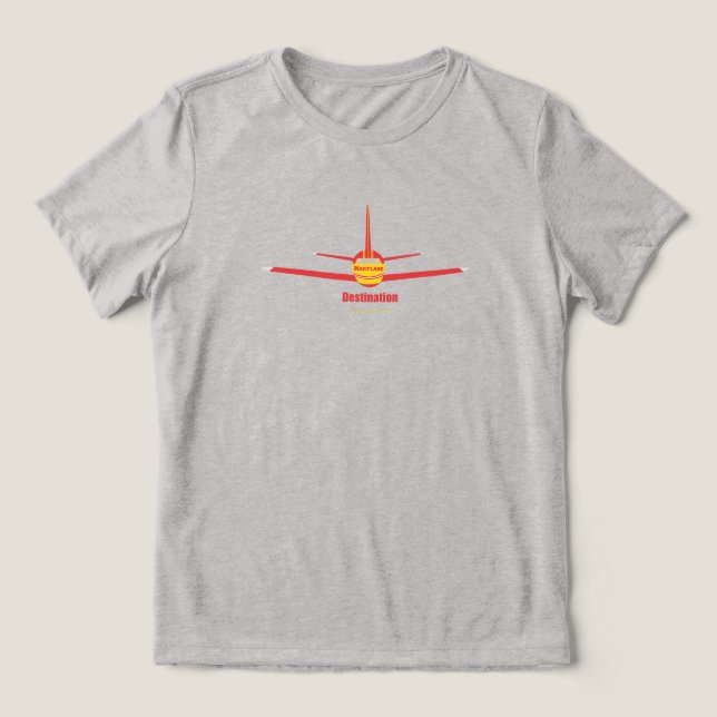 Destination College Park Maryland MD Airplane Logo Tri-Blend Shirt (Design Front)