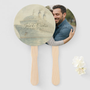Destination Cruise Ship Custom Photo Wedding Hand Fan