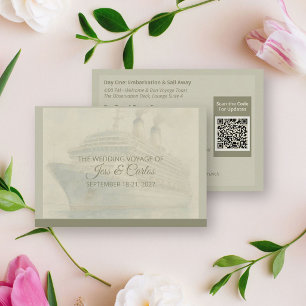 Destination Cruise Ship Wedding Itinerary QR Code Enclosure Card