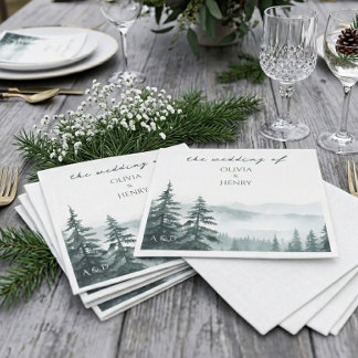 Destination Deep Forest Mountain Wedding Napkins