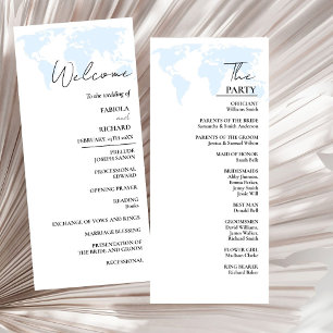 Destination Dusty Blue Wedding Program Card