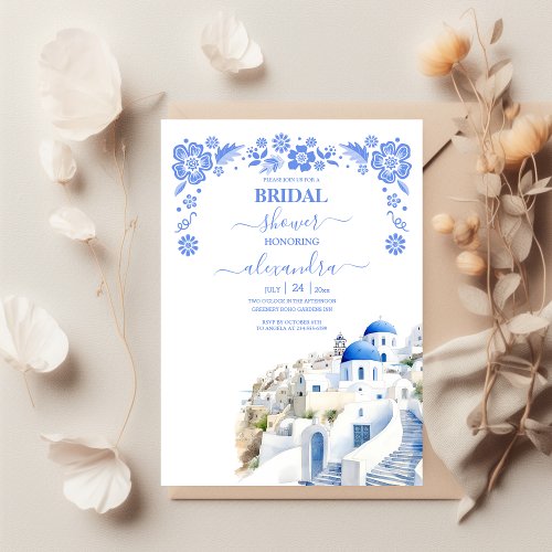 Destination Greece Santorini Bridal Shower Invitation