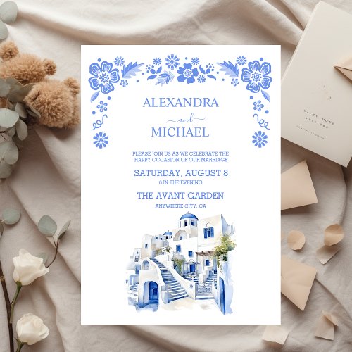 Destination Greece Santorini Wedding Invitation