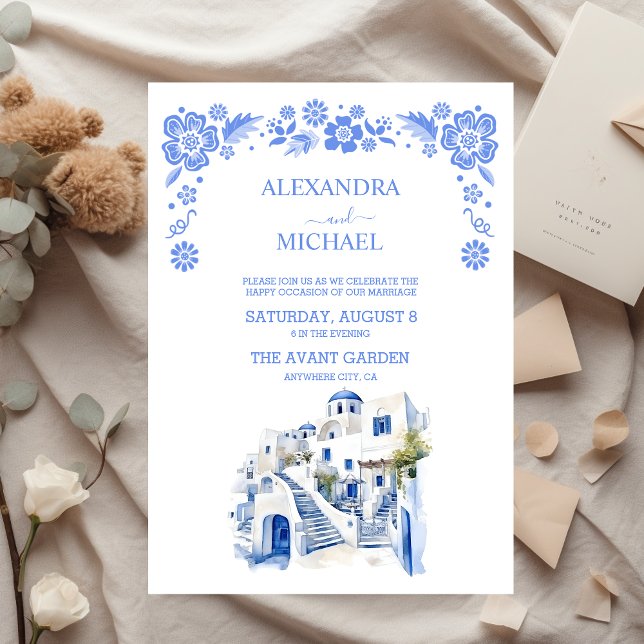 Destination Greece Santorini Wedding Invitation (Creator Uploaded)