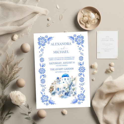 Destination Greece Santorini Wedding Invitation