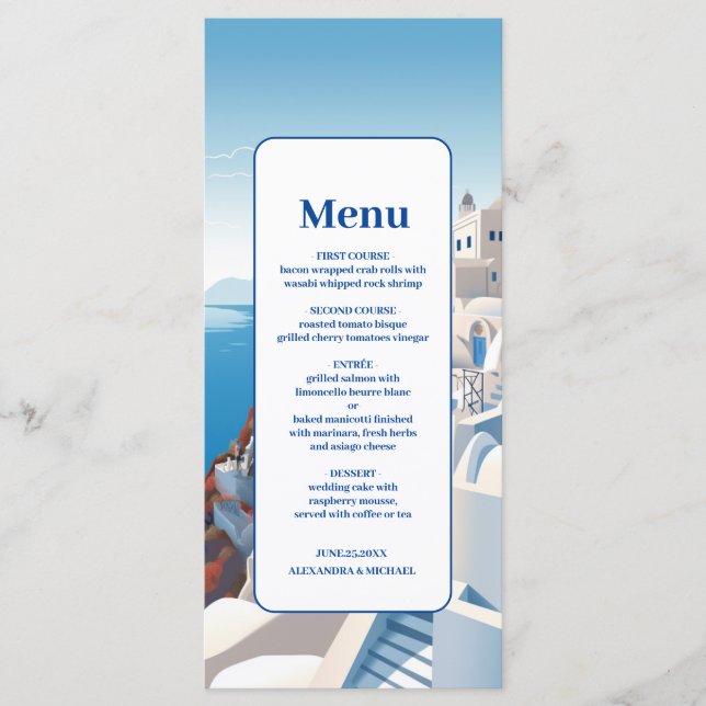 Destination Greece Santorini Wedding Menu (Front)