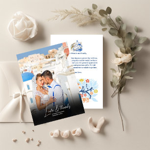Destination Greece Santorini Wedding Photo Thank You Card