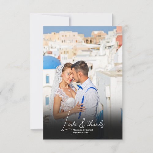 Destination Greece Santorini Wedding Photo Thank You Card