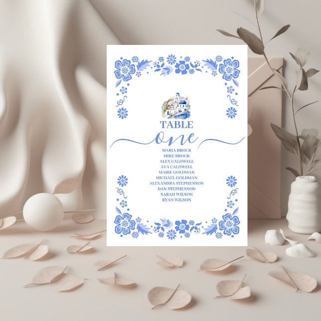 Destination Greece Santorini Wedding Table Number (Creator Uploaded)