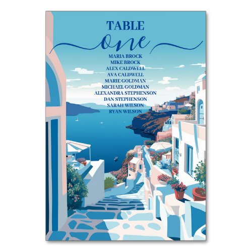 Destination Greece Santorini Wedding Table Number