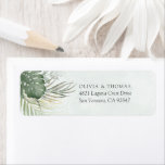 Destination Green Watercolor Palm Leaves Wedding Label