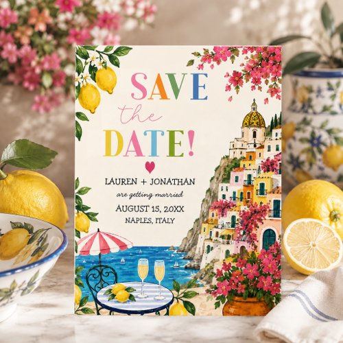 Destination Italy Photo Save the Date Announcement Postcard