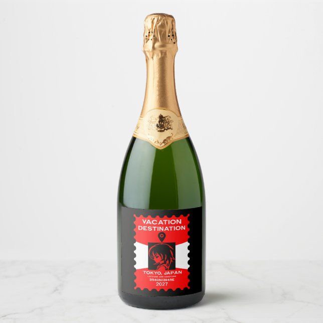 Destination Japan Vacation Sparkling Wine Label (Front)