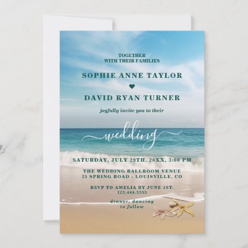 Destination Kauai Beach Starfish Wedding Invitation