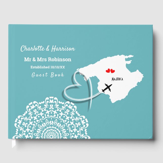 Destination Majorca Spain Wedding Guest Book (Front)