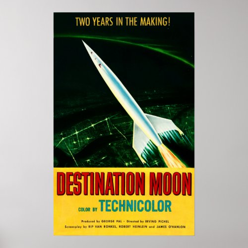 DESTINATION MOON Retro Hollywood Sci Fi Film Movie Poster