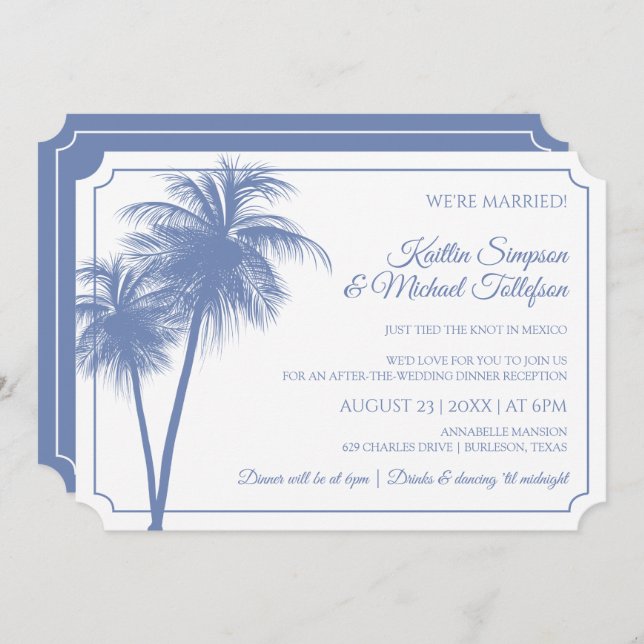 Destination Palm Tree Invitation | Cornflower Blue (Front/Back)
