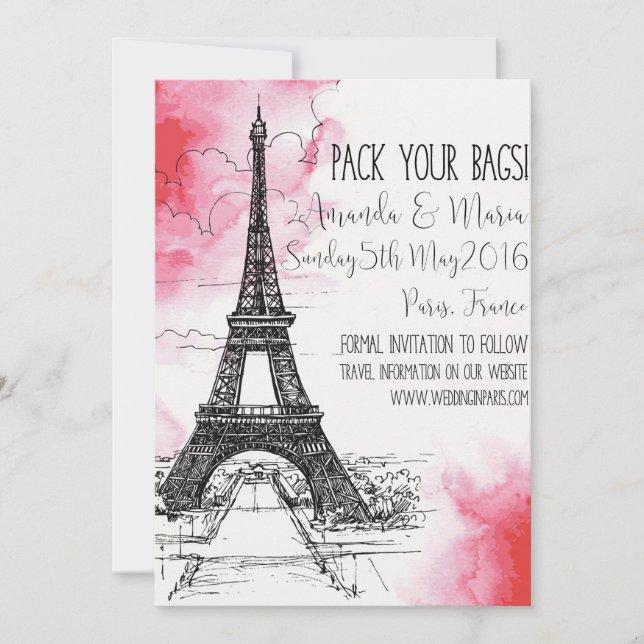 Destination Paris Wedding Save the date (Front)