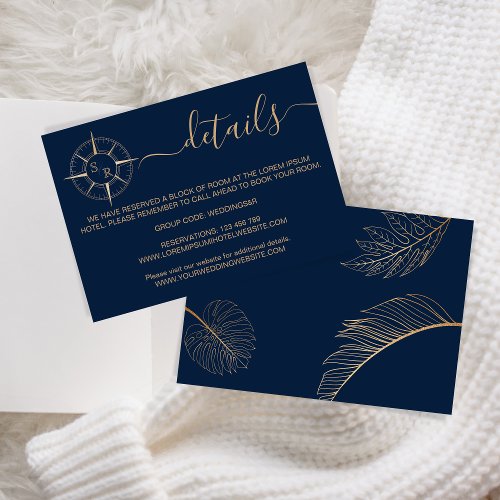 Destination Passport Compass Monogram Details RSVP Card