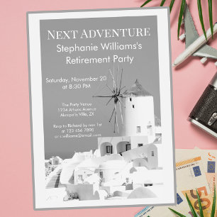 Destination Retirement Party Greek White Grey Invitation