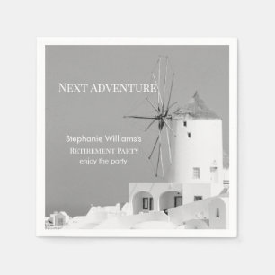 Destination Retirement Party Greek White Grey Napkins