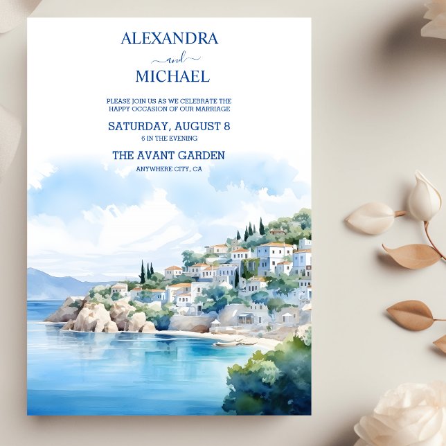 Destination Santorini Wedding Invitation (Creator Uploaded)