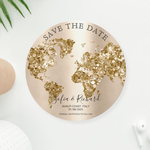 Destination Save the Date Passport World Map Photo Invitation