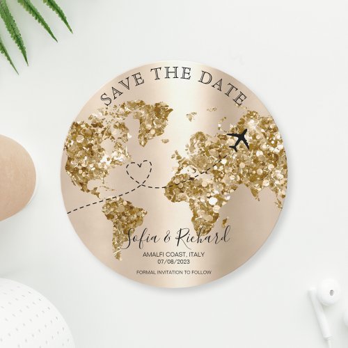 Destination Save the Date Passport World Map Photo Invitation