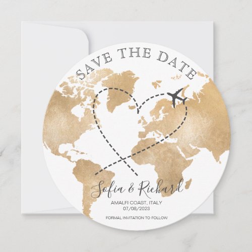 Destination Save the Date Passport World Map Photo Invitation