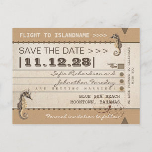 destination save the date seahorses postcards