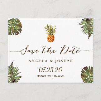 Destination Save the Date | Tropical Pineapple Announcement Postcard