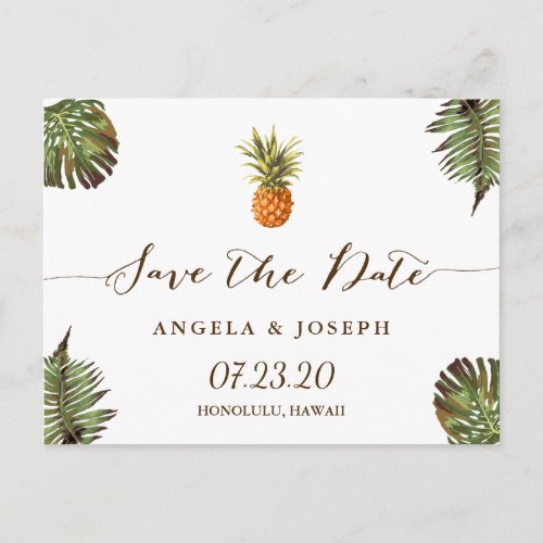 Destination Save the Date  Tropical Pineapple Announcement Postcard
